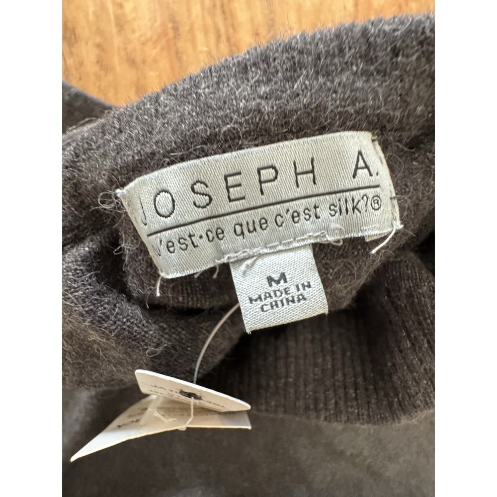 NWT Joseph A. Turtleneck Sweater Poncho Ruffle Hem Buttons Rayon Charcoal Sz M - Picture 3 of 10